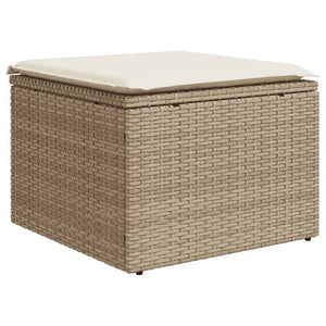 vidaXL 12-tlg. Garten-Sofagarnitur mit Kissen Beige Poly Rattan