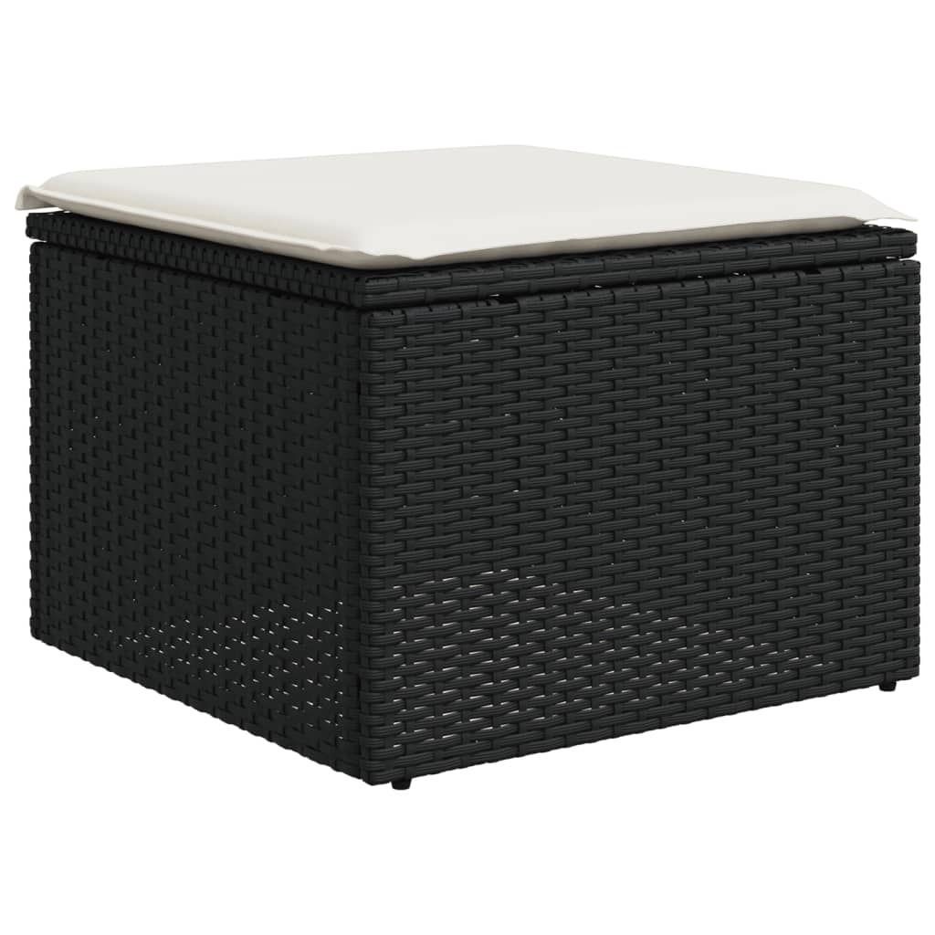 vidaXL 13-tlg. Garten-Sofagarnitur mit Kissen Schwarz Poly Rattan