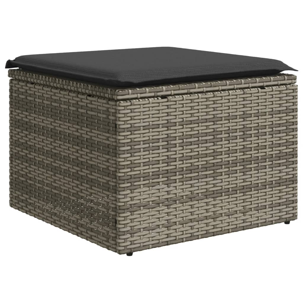 vidaXL 13-tlg. Garten-Sofagarnitur mit Kissen Grau Poly Rattan