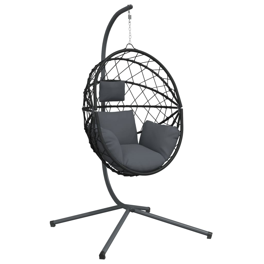 vidaXL Hängesessel Ei-Design mit Ständer Anthrazit Rattan und Stahl