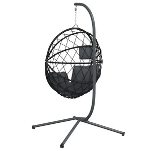 vidaXL Hängesessel Ei-Design mit Ständer Anthrazit Rattan und Stahl