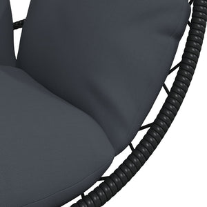 vidaXL Hängesessel Ei-Design mit Ständer Anthrazit Rattan und Stahl