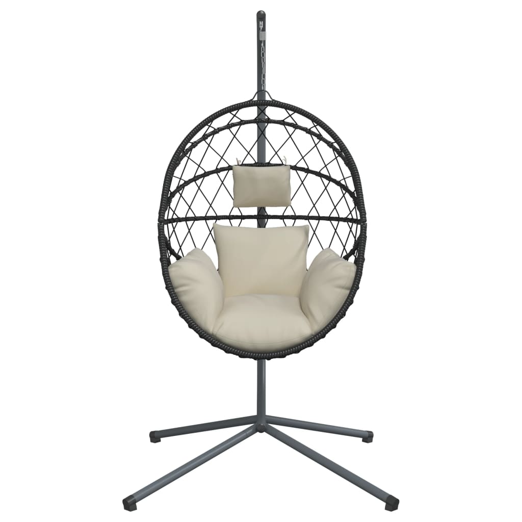 Hängesessel Ei-Design mit Ständer Beige Rattan und Stahl