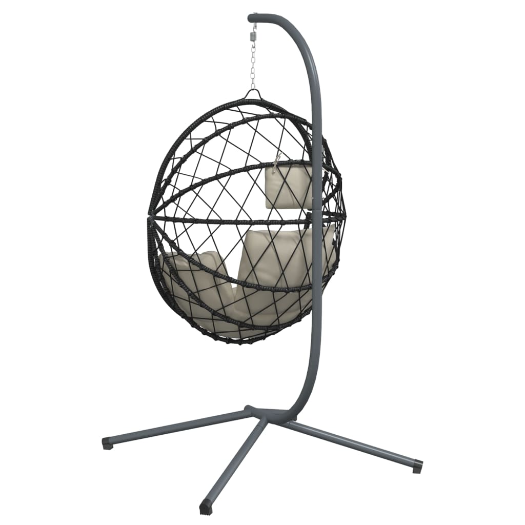 Hängesessel Ei-Design mit Ständer Beige Rattan und Stahl