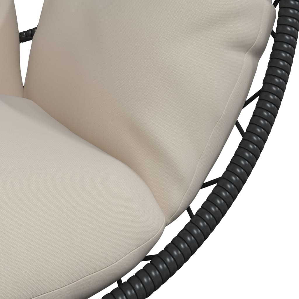 Hängesessel Ei-Design mit Ständer Beige Rattan und Stahl