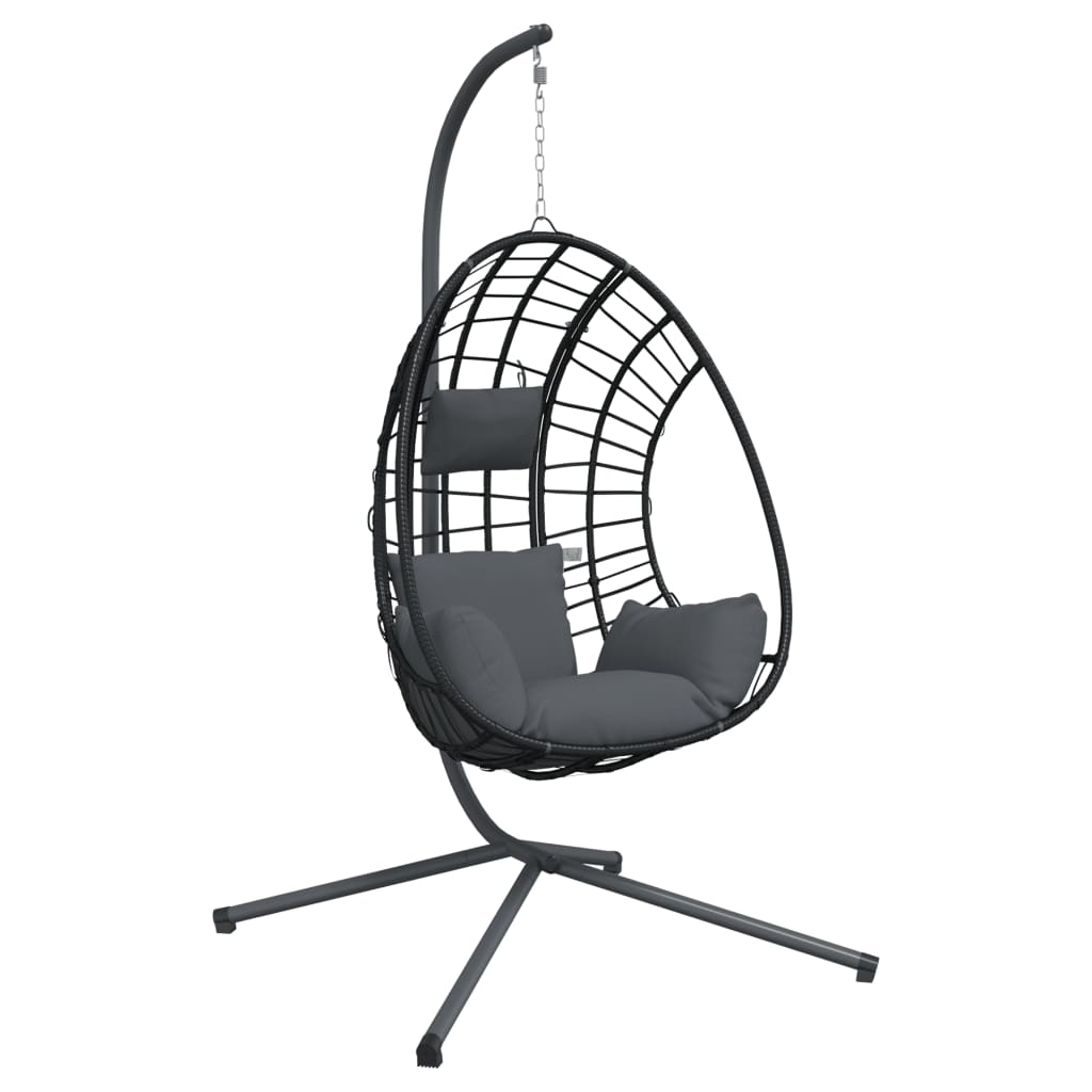 vidaXL Hängesessel Ei-Design mit Ständer Anthrazit Rattan und Stahl