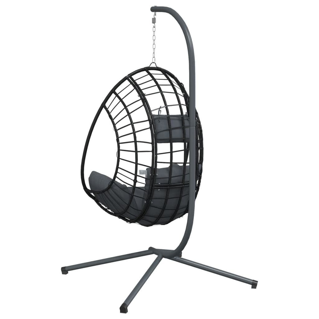 vidaXL Hängesessel Ei-Design mit Ständer Anthrazit Rattan und Stahl