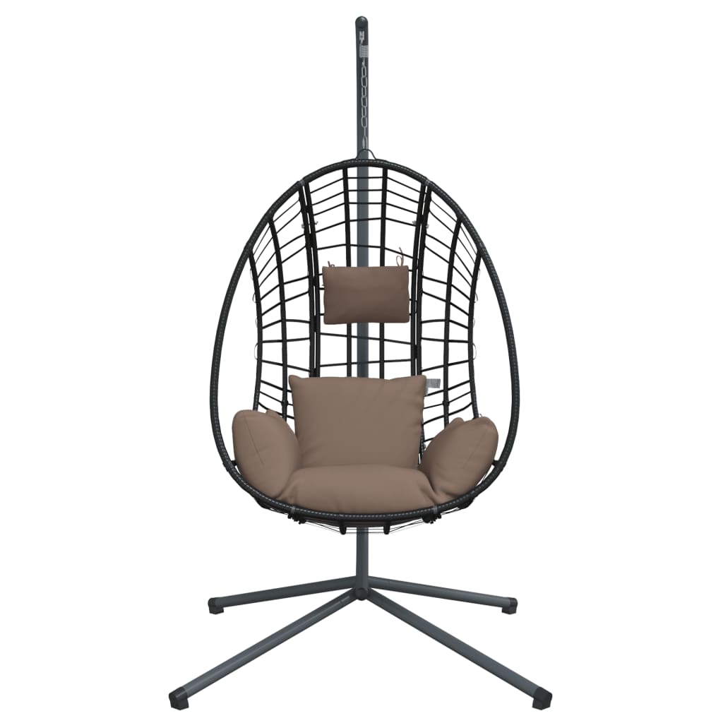 Hängesessel Ei-Design mit Ständer Taupe Rattan und Stahl