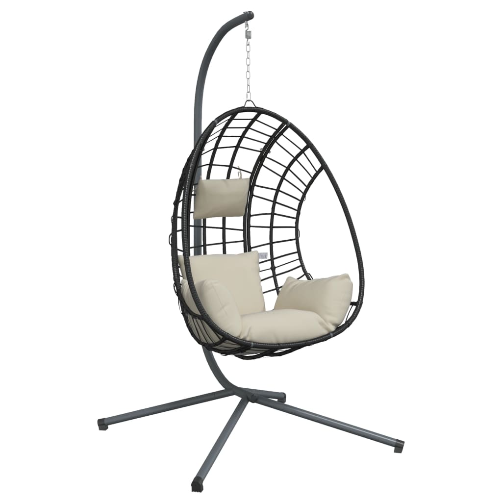 Hängesessel Ei-Design mit Ständer Beige Rattan und Stahl