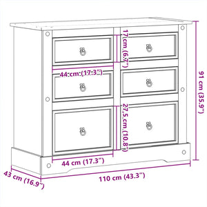 vidaXL Kommode Corona 110x43x91 cm Massivholz Kiefer