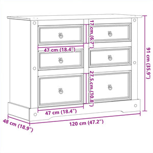 vidaXL Kommode Corona 112x48x91 cm Massivholz Kiefer