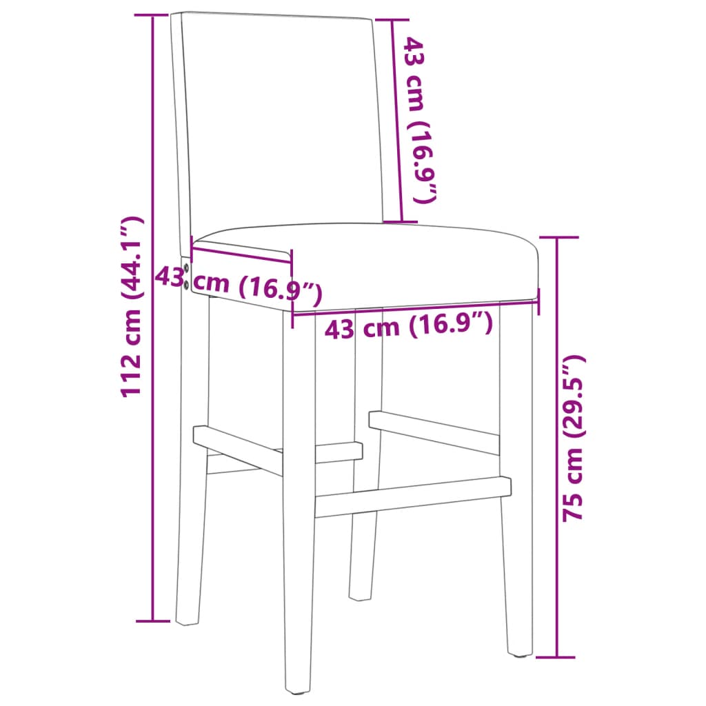 vidaXL Barstühle 2 Stk. Massivholz Gummibaum und Stoff