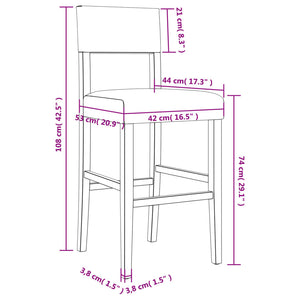 vidaXL Barstühle 2 Stk. Massivholz Gummibaum und Kunstleder