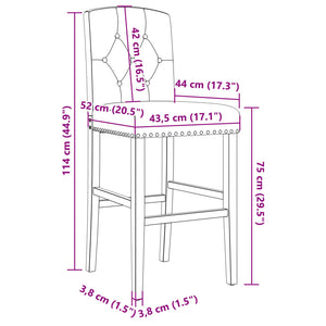 vidaXL Barstühle 2 Stk. Massivholz Gummibaum und Stoff