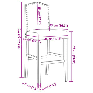 vidaXL Barstühle 2 Stk. Massivholz Gummibaum und Stoff