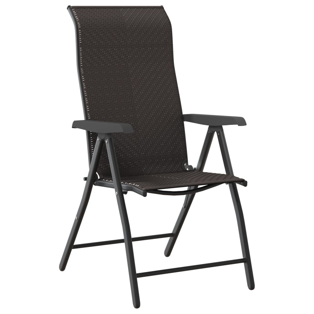 vidaXL Gartenstühle 2 Stk. Klappbar Schwarz Kaffeebraun Poly Rattan