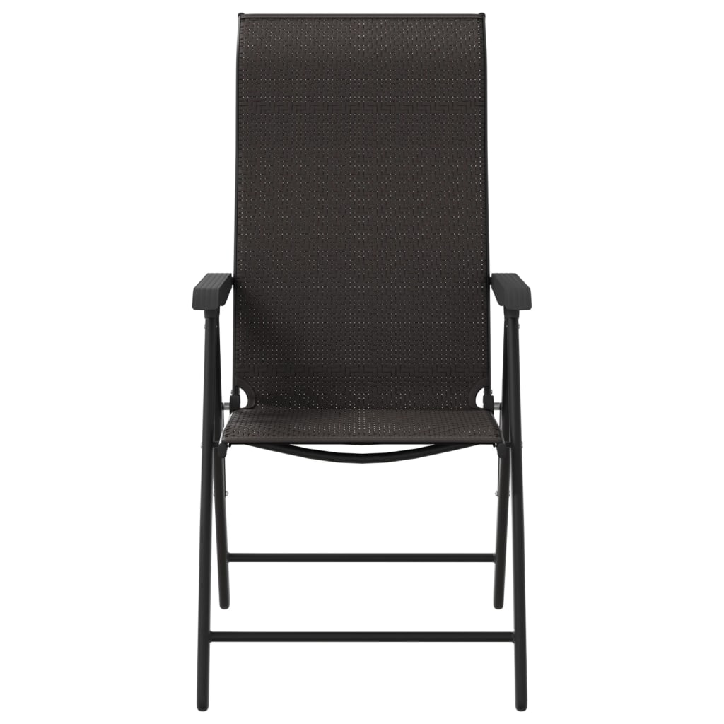 vidaXL Gartenstühle 2 Stk. Klappbar Schwarz Kaffeebraun Poly Rattan