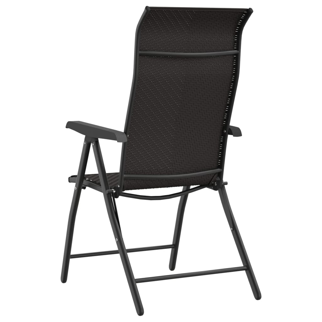 vidaXL Gartenstühle 2 Stk. Klappbar Schwarz Kaffeebraun Poly Rattan