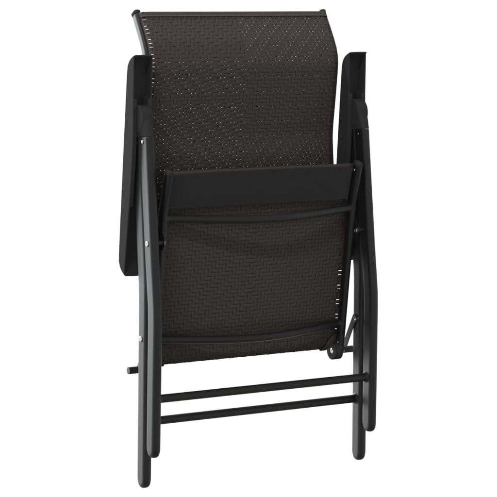 vidaXL Gartenstühle 2 Stk. Klappbar Schwarz Kaffeebraun Poly Rattan