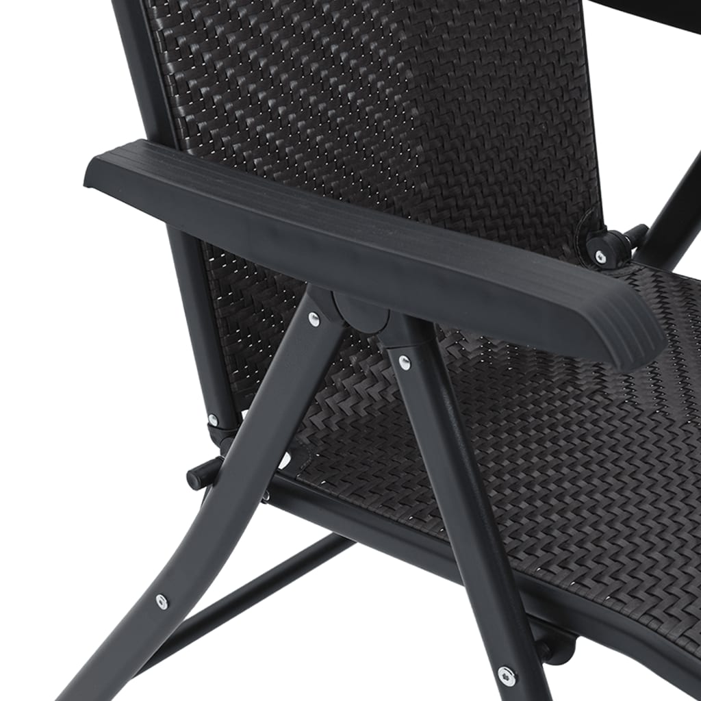 vidaXL Gartenstühle 2 Stk. Klappbar Schwarz Kaffeebraun Poly Rattan