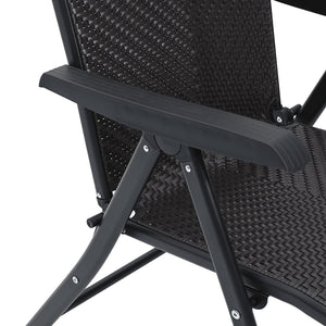 vidaXL Gartenstühle 2 Stk. Klappbar Schwarz Kaffeebraun Poly Rattan