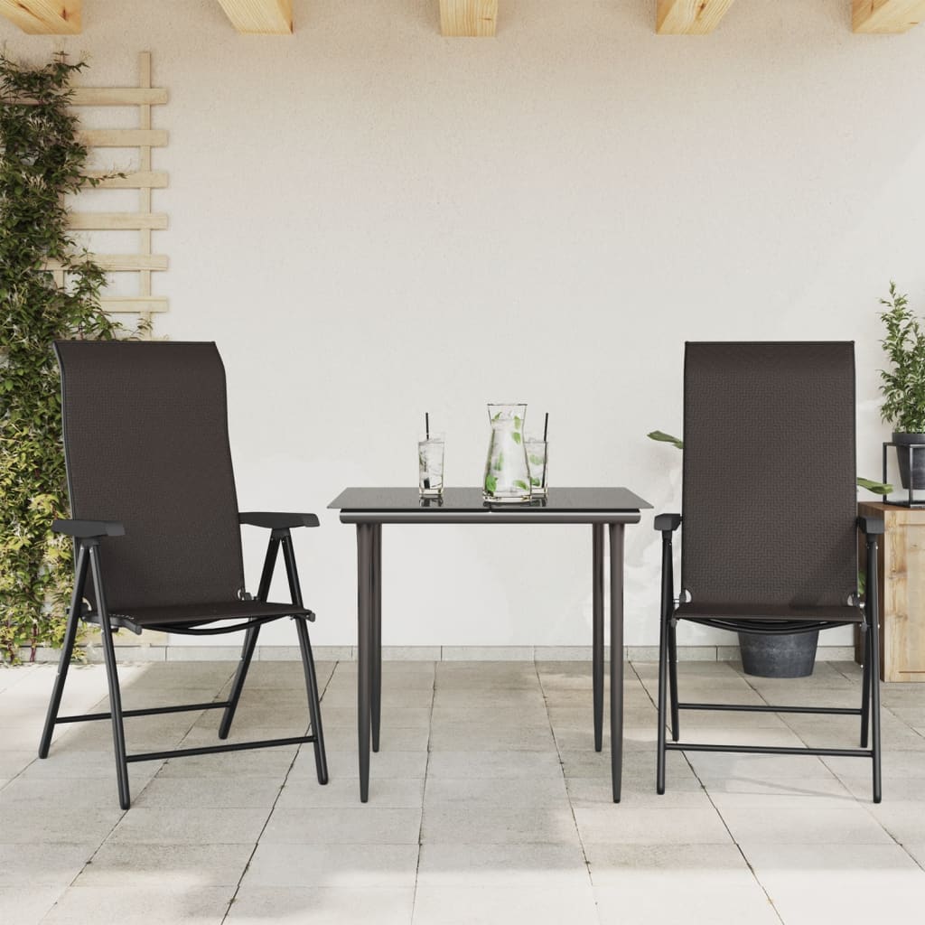 vidaXL Gartenstühle 2 Stk. Klappbar Schwarz Kaffeebraun Poly Rattan