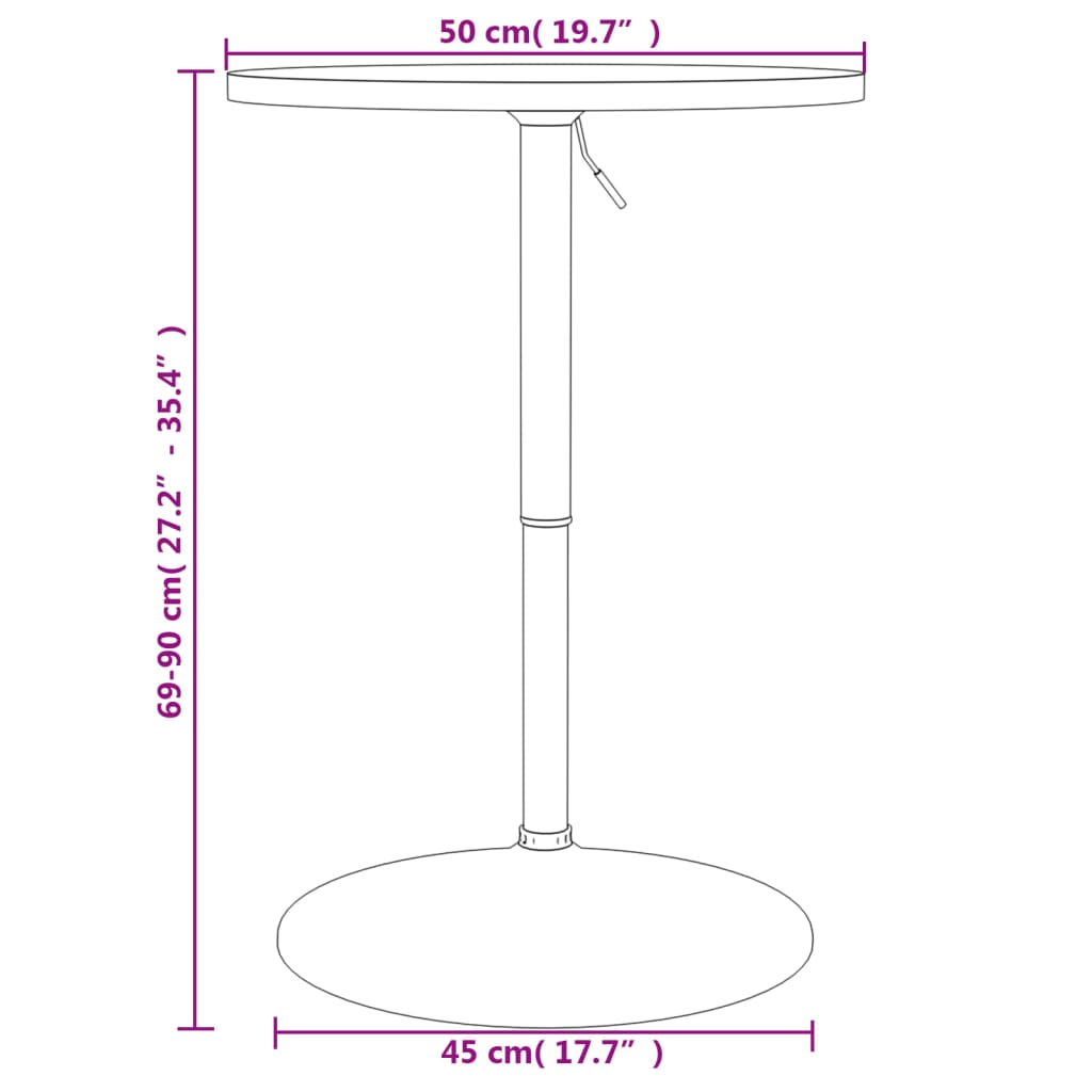 Bartisch Weiß 50x50x90 cm Holzwerkstoff Verchromter Stahl Stilecasa