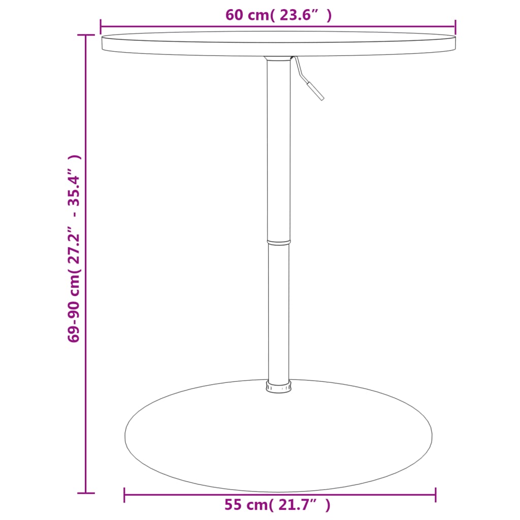 Bartisch Weiß 60x60x90 cm Holzwerkstoff Verchromter Stahl