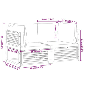 vidaXL 2-tlg. Garten-Sofa-Set mit Kissen Massivholz Akazie