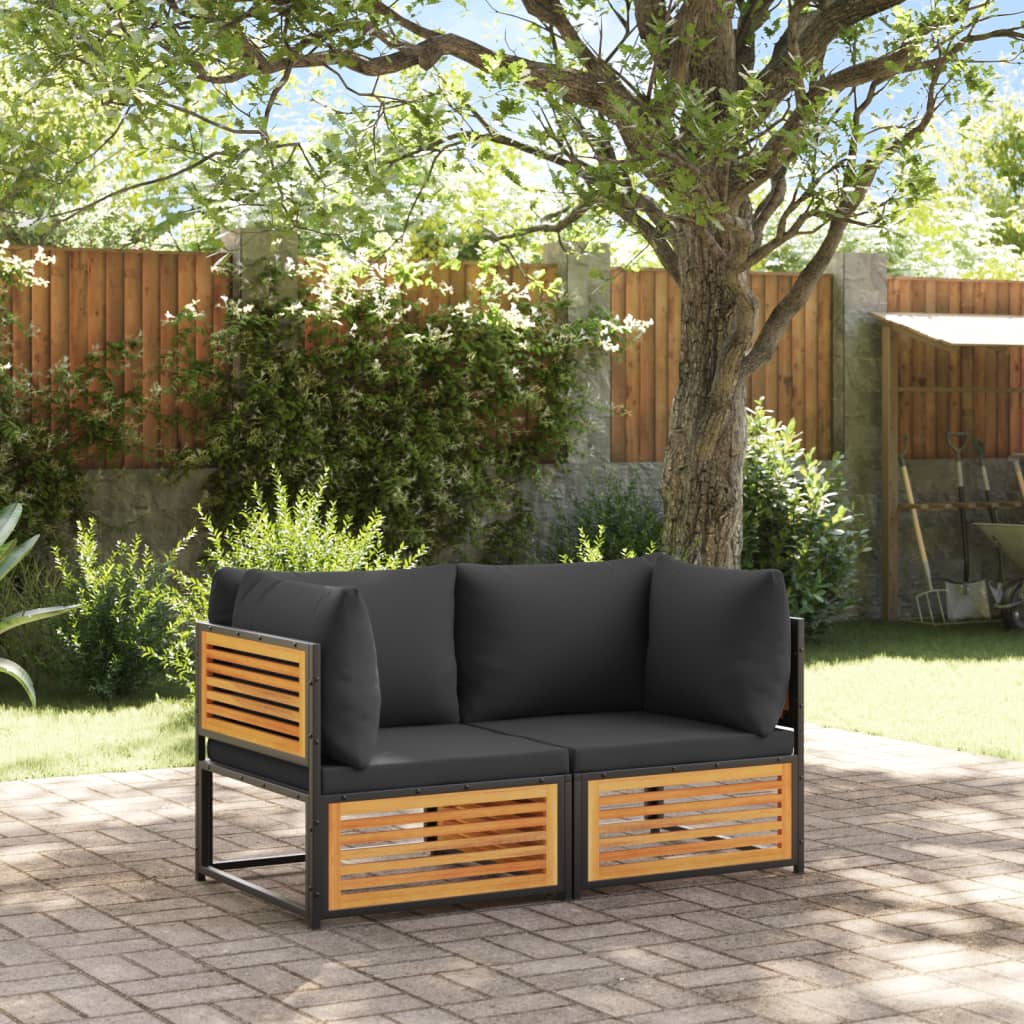 vidaXL 2-tlg. Garten-Sofa-Set mit Kissen Massivholz Akazie