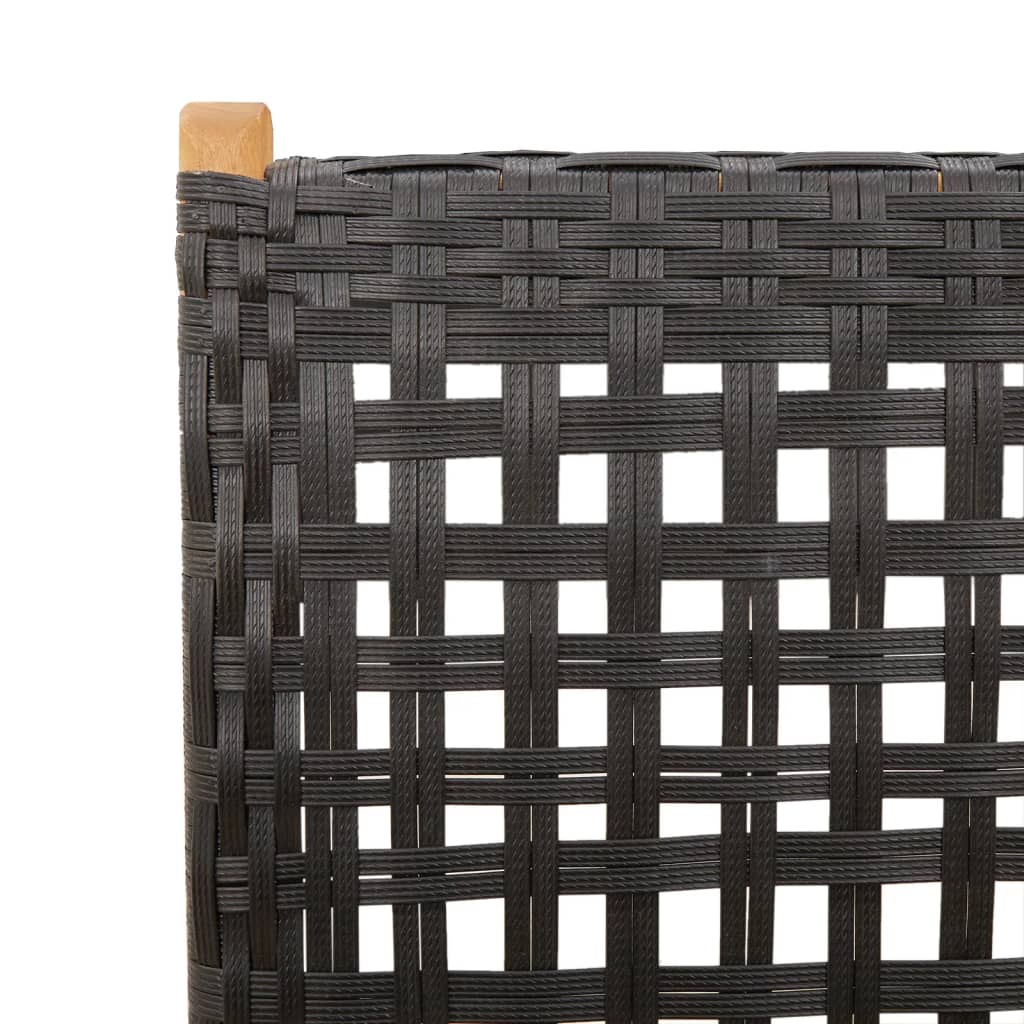 vidaXL Gartenstuhl Verstellbar 6 Stk. Schwarz Poly Rattan Massivholz