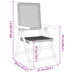 vidaXL Gartenstuhl Verstellbar 6 Stk. Schwarz Poly Rattan Massivholz