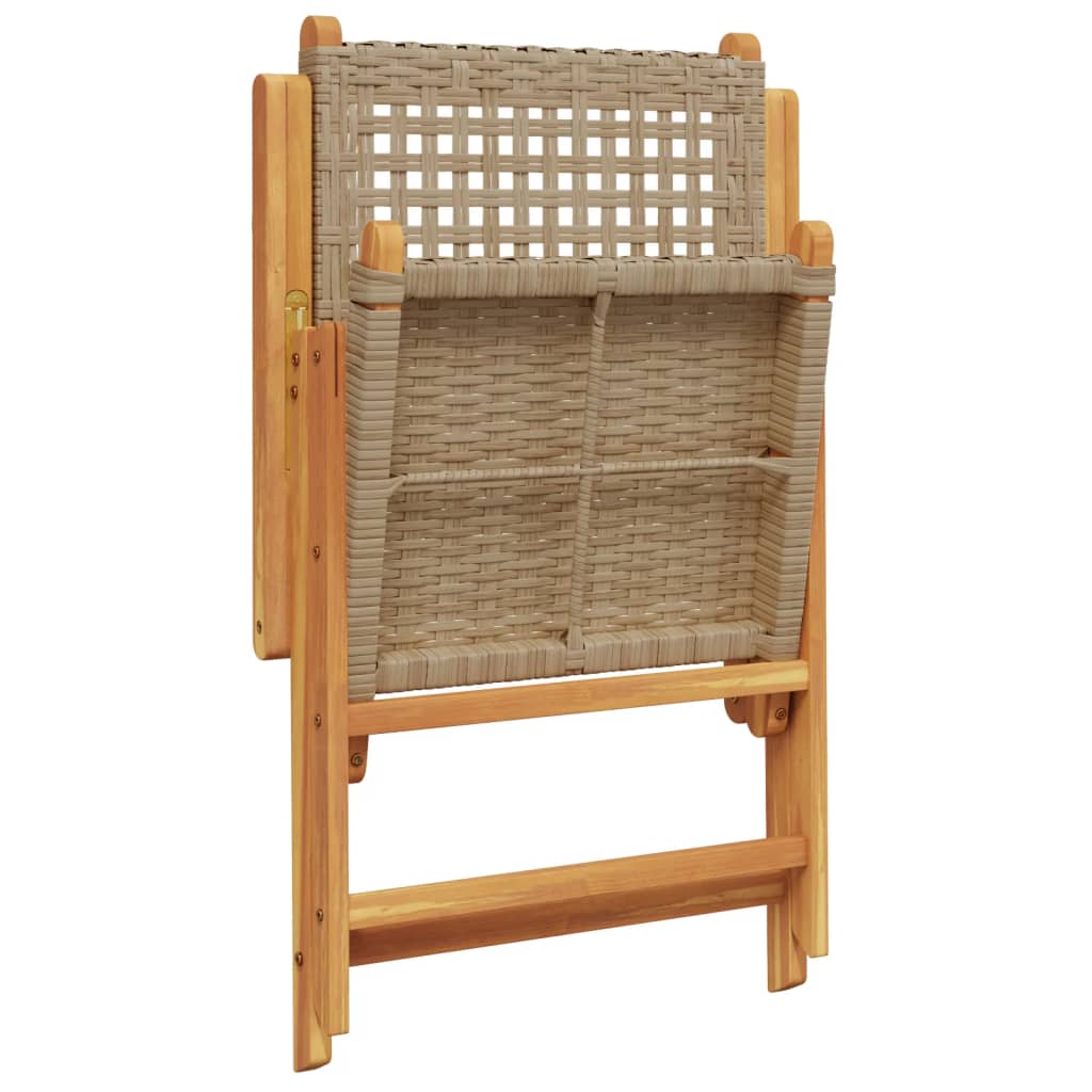 vidaXL Gartenstuhl Verstellbar 8 Stk. Beige Poly Rattan Massivholz