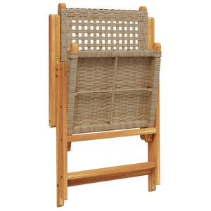 vidaXL Gartenstuhl Verstellbar 8 Stk. Beige Poly Rattan Massivholz