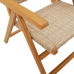 vidaXL Gartenstuhl Verstellbar 8 Stk. Beige Poly Rattan Massivholz