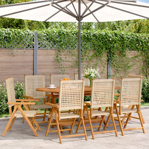 vidaXL Gartenstuhl Verstellbar 8 Stk. Beige Poly Rattan Massivholz