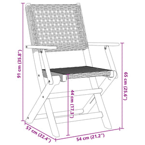 vidaXL Gartenstühle 4 Stk. Klappbar Schwarz Poly Rattan & Massivholz