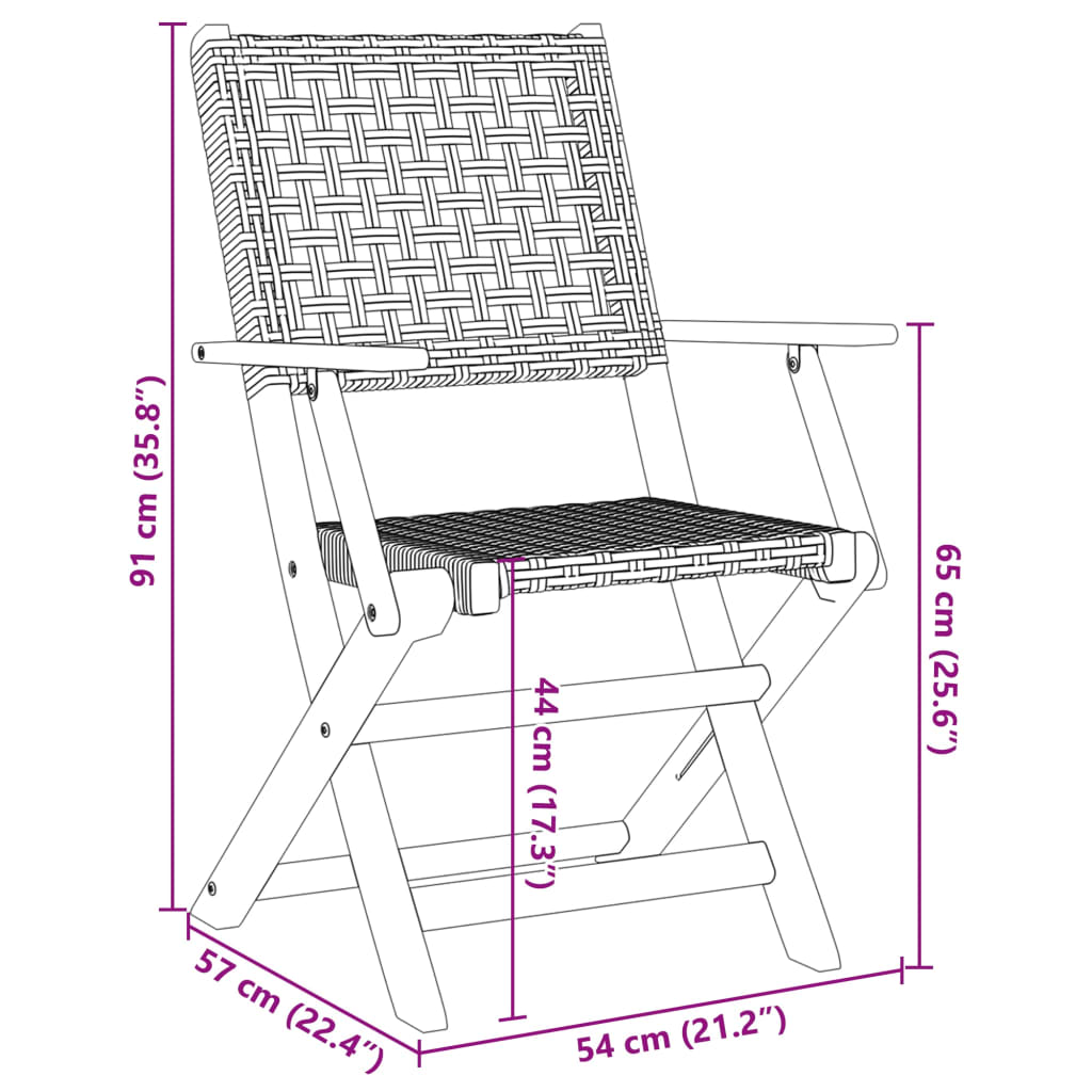 vidaXL Gartenstühle 8 Stk. Klappbar Grau Poly Rattan & Massivholz