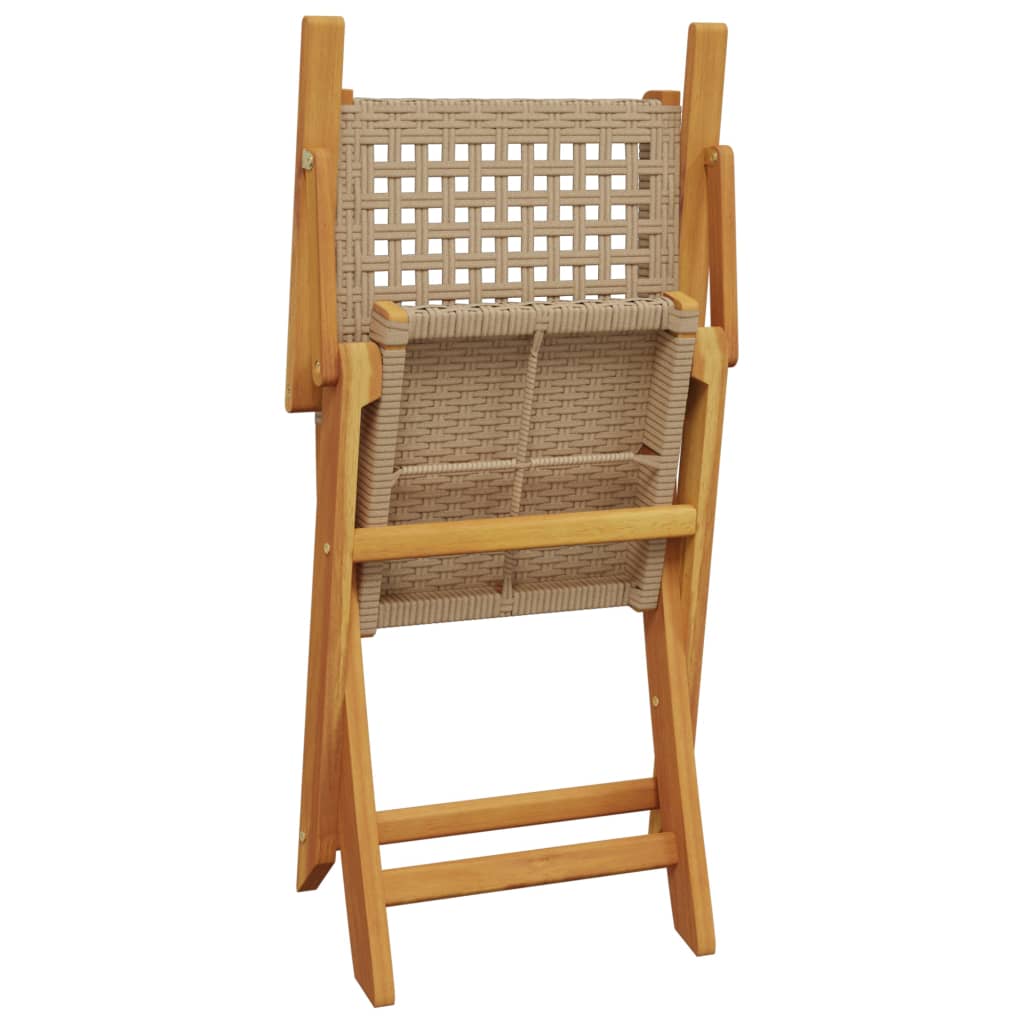 vidaXL Gartenstühle 6 Stk. Klappbar Beige Poly Rattan & Massivholz