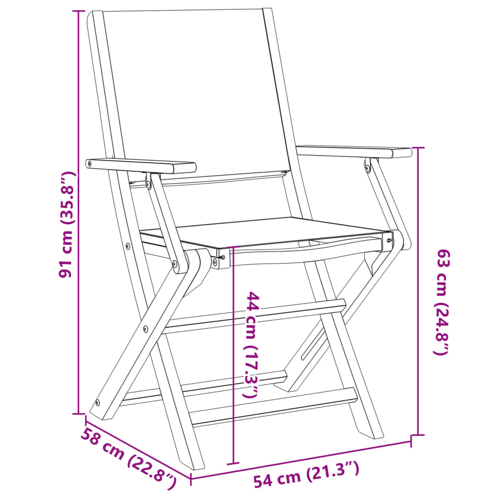 vidaXL Gartenstühle 6 Stk. Klappbar Cremeweiß Stoff und Massivholz