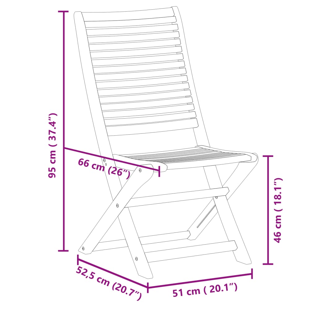 vidaXL Gartenstühle 8 Stk. Klappbar 51x66x95 cm Massivholz Akazie