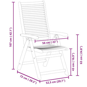 vidaXL Gartenstühle 8 Stk. Verstellbar 56x72x107 cm Massivholz Akazie