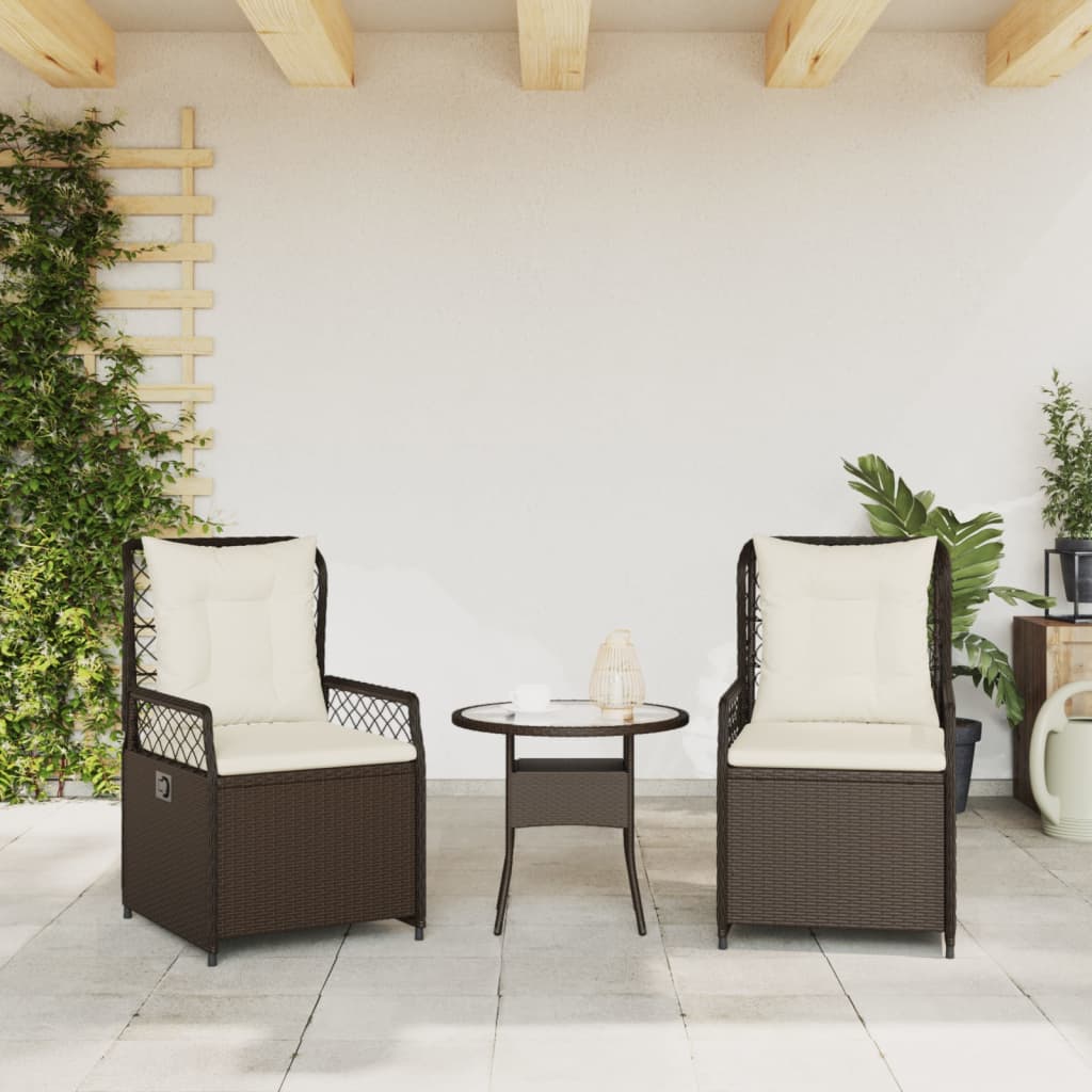 vidaXL Gartensessel 2 Stk. Verstellbar Braun Poly Rattan