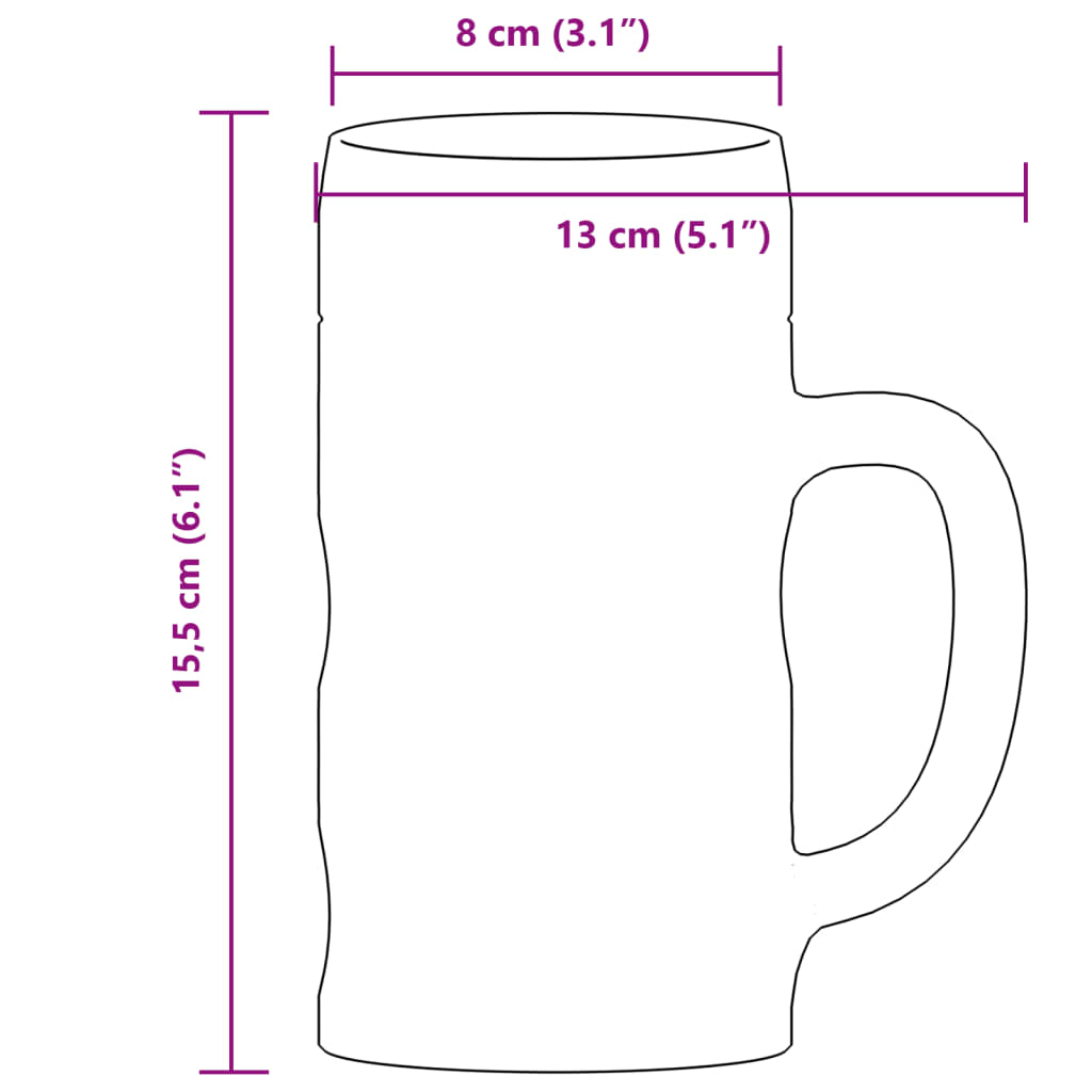 Bierkrüge mit Henkel Glas 6 Stk. 500 ml