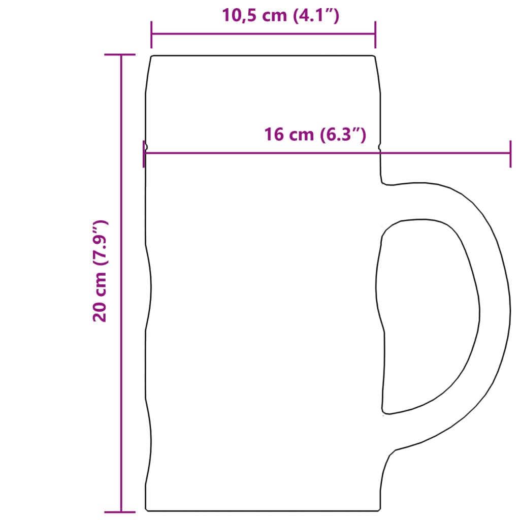 Bierkrüge mit Henkel Glas 6 Stk. 1000 ml