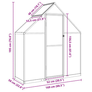 Gewächshaus mit Fundamentrahmen Anthrazit 169x58x195 cm Alu Stilecasa