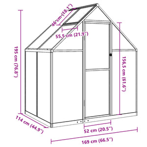 Gewächshaus mit Fundamentrahmen Anthrazit 169x114x195 cm Alu Stilecasa