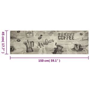 vidaXL Küchenteppich Waschbar Kaffee Grau 45x150 cm Samt