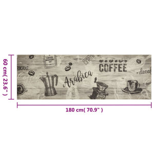 vidaXL Küchenteppich Waschbar Kaffee Grau 60x180 cm Samt