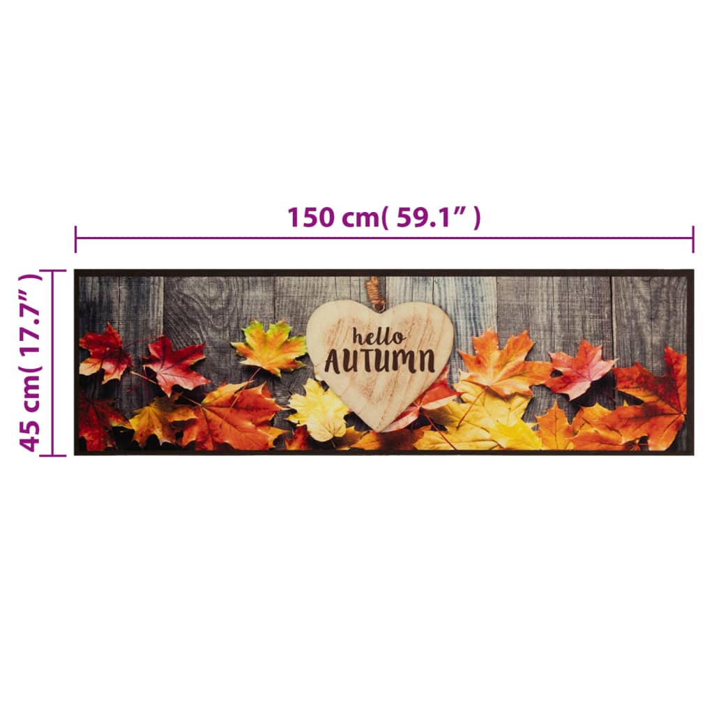 vidaXL Küchenteppich Waschbar Herbst 45x150 cm Samt